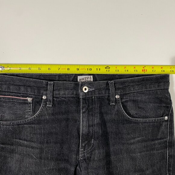 Naked & Famous Denim Weird Guy Faded Black Selvedge Jeans men's size 36x31 - Picture 7 of 9